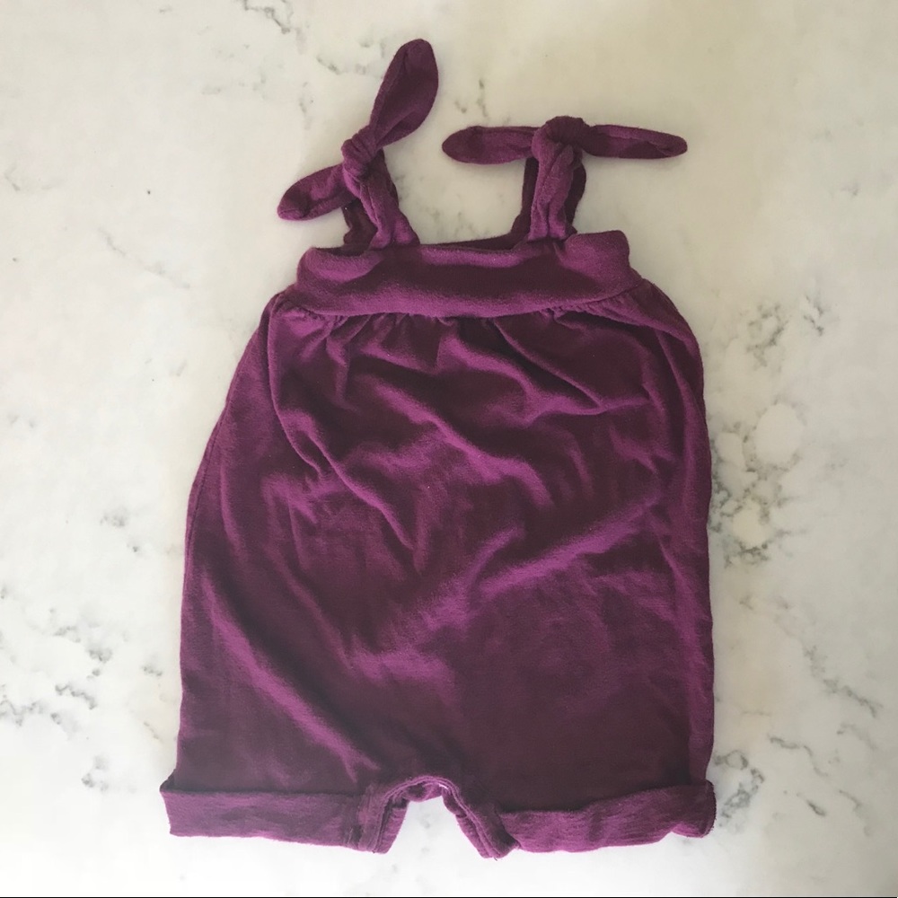 Tea Collection Romper Shoulder Tie Plum 6-12m